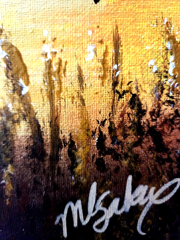 Deer Sunset Painting 12x16 Original Wildlife Silhouette Art by M Isaksen gallery