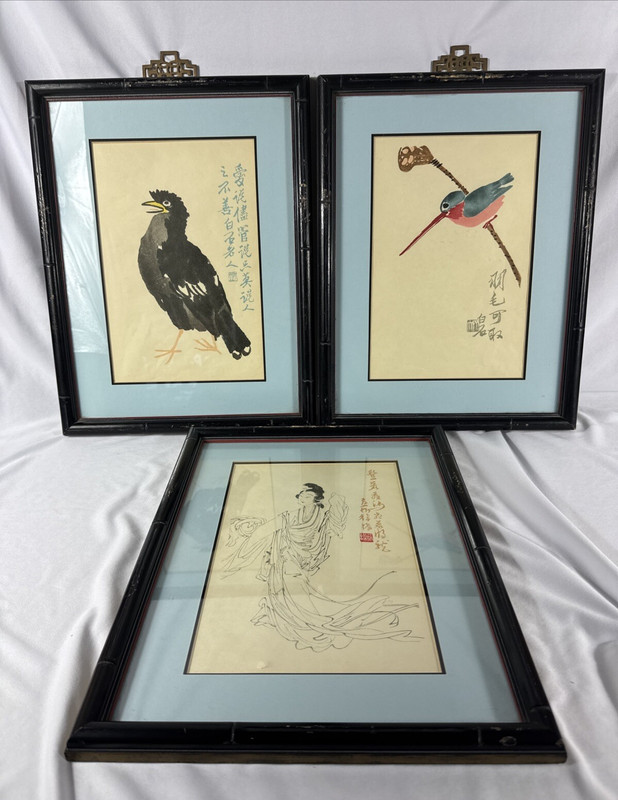 Lot of 3 Paintings by Chinese Artists Chang Dai – Chien , Ch’i Pai-shin