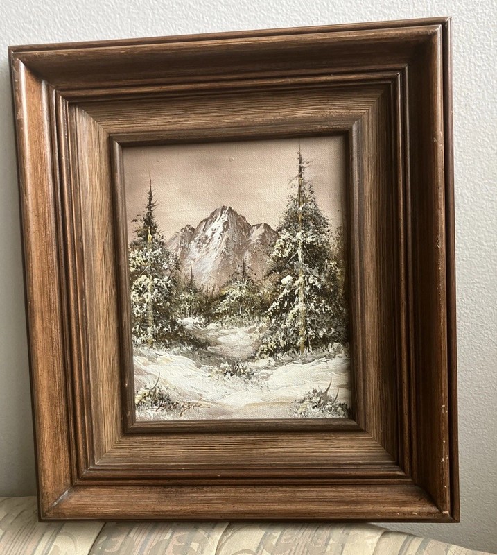 Vintage Bob Kyle Signed Original Oil Painting Framed Mountain Snow Landscape Art