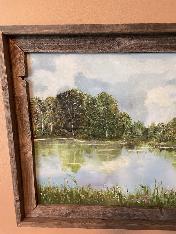 Original Framed Oil Painting By NC Artist S. Sweet “ Lake Thom-a-Lex” 19” X 23” gallery