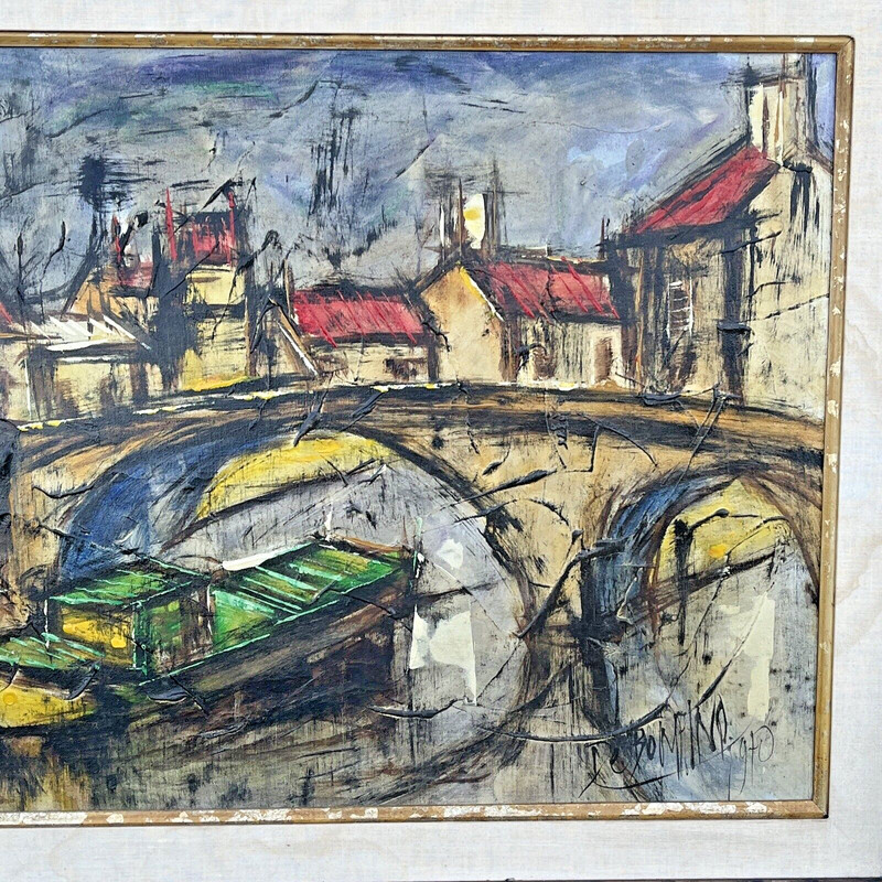 Jean Claude Mayodon (1938-1981) Impressionist Painting City River Bridge Scene gallery