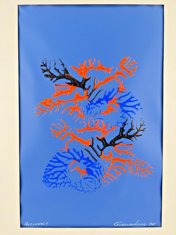 Mid Century Modern Abstract 3D Painting «Autunalle» Autumn Fall Gerhard Lang 74