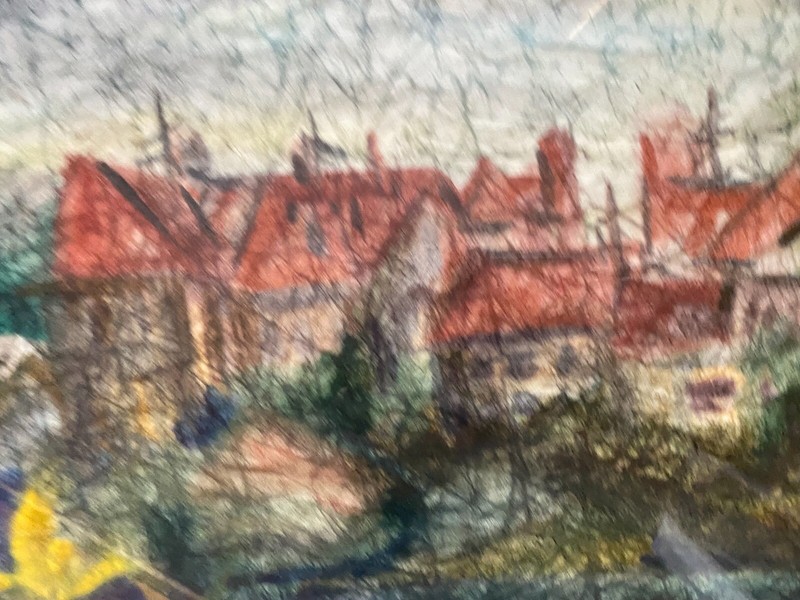 Painting Mischtechnik City At Shore Frame Modern Port North German Baltic Sea gallery