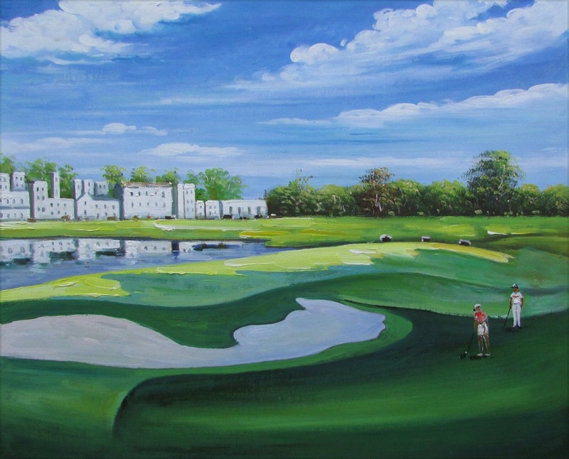 Adare Manor Golf Course, Ireland, Quality Hand Painted Oil Painting, 20x24in
