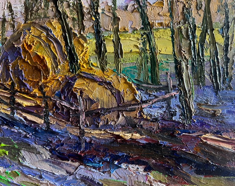 Oil Painting March Days In The Field B. Serdyuk Unframed Original nAAA3744 gallery