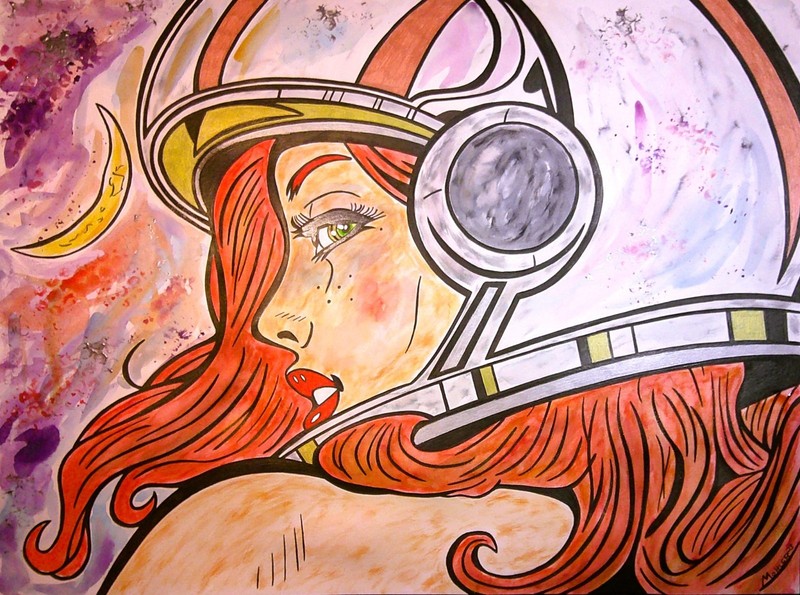 Sci-Fi Artwork «Star Child» acrylic on hard paper 18×24 astro