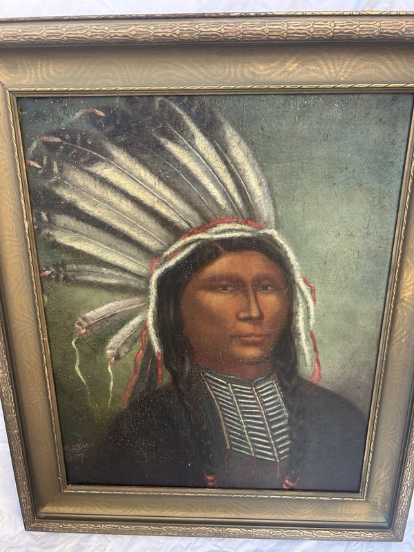 OIL PAINTING OF INDIAN CHIEF OURAY UTE 1867 AUTHENTIC SIGNED gallery