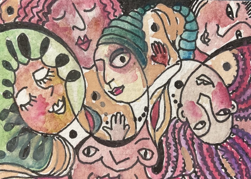«Friends» Original scribble doodle trading card signed by artist
