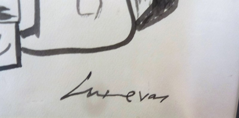 1970 ORIG SIGNED JOSE LUIS CUEVAS WATERCOLOR PAINTING CUBIST WOMAN W/ PROVENANCE gallery