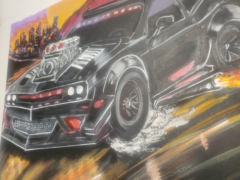 Original Muscle Car Painting Classic Automotive Wall Art Acrylic Racing Canvas gallery