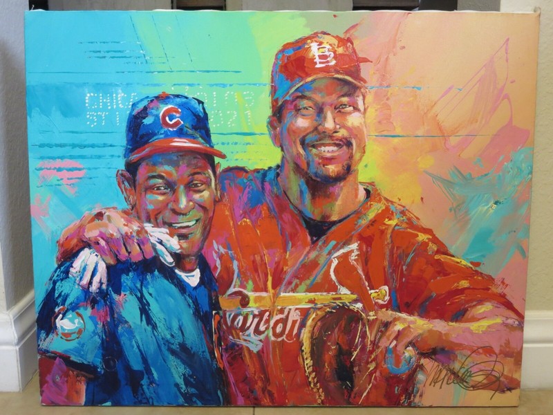 24″ x 30″ Original Malcolm Farley Oil Painting of Sammy Sosa & Mark McGwire