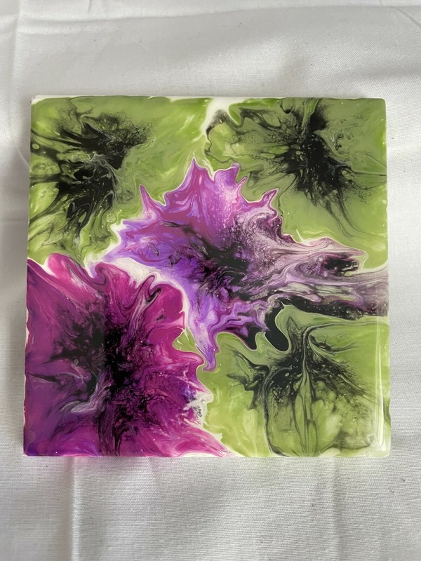 Fluid Art, Flow Art, Abstract Acrylic Pour Painting 4 x 4 Ceramic Tile Coasters gallery