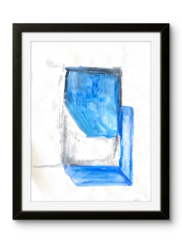 Color Block Blue Square 1 of 4 Geometric Abstract Bold Shape 11x14 Paper