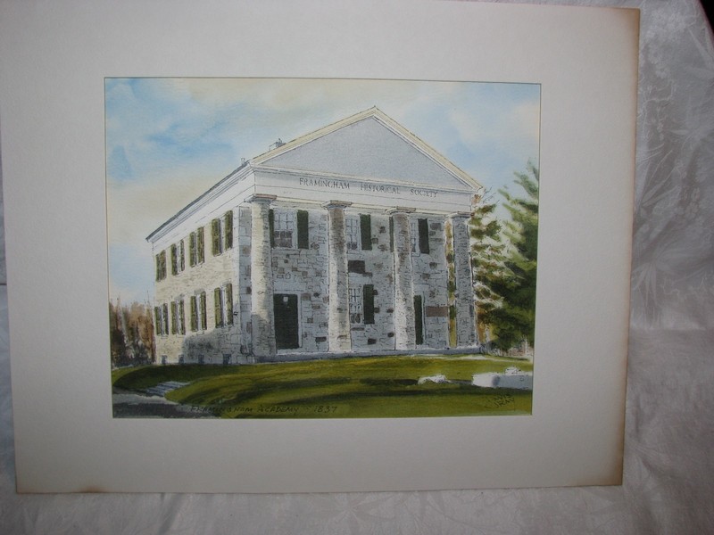 Framingham Academy/Framingham Historical 11″ x 14″ Watercolor by Davis Gray