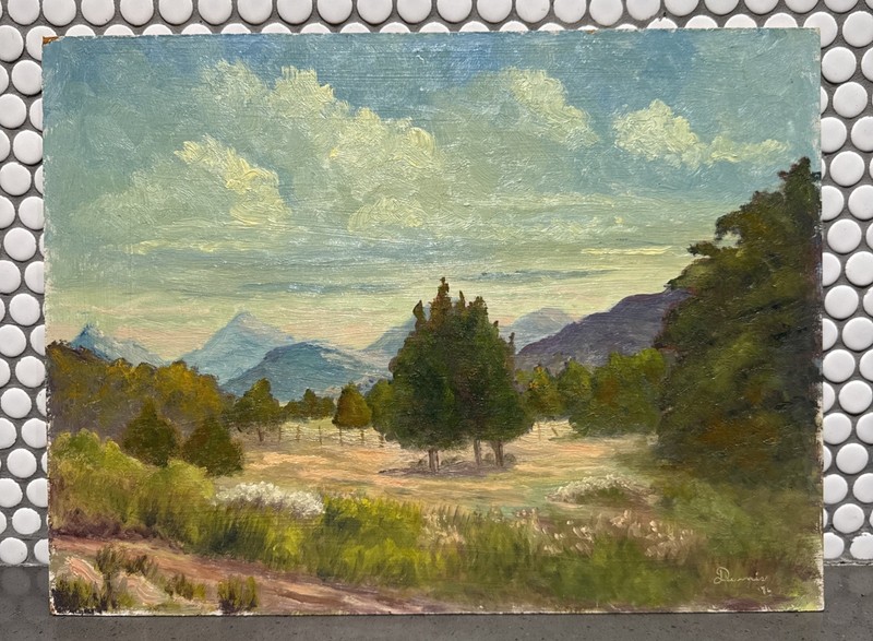 Vintage 1976 Original Oil Painting Landscape “Kingston Road” Signed 16×12