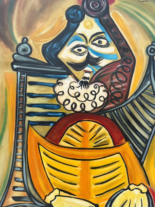 Pablo Picasso , Painting Oil On Canvas , signed stamped vintage 50 x 70 cm gallery