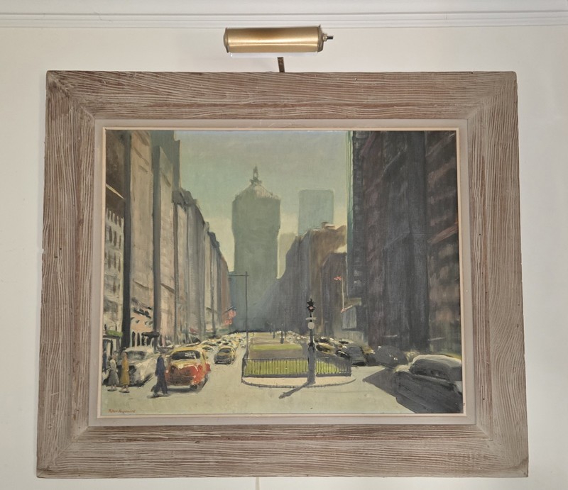 PETER HAYWARD ORIGINAL OIL CITYSCAPE PAINTING, 1940’s .FRAMED. 40X34 BEAUTIFUL