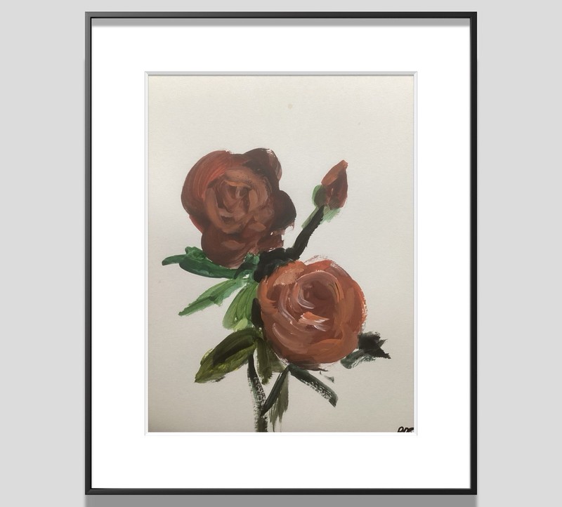 PDQ Artist Original Paintings Roses Flowers Abstract Realist Acrylic 9×12 Paper