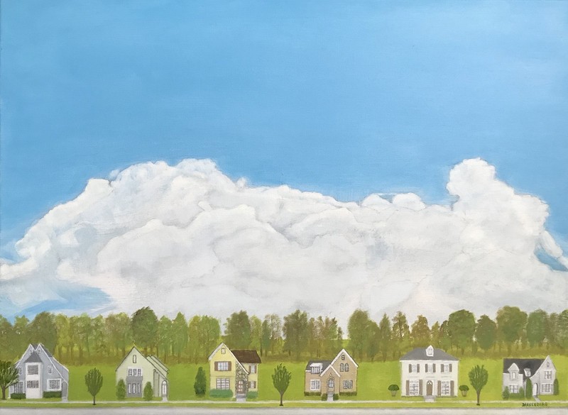 BEAUTIFUL DAY IN THE NEIGHBORHOOD, ORIGINAL OIL PAINTING