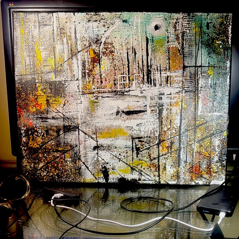 Abstract Textured Original Painting on Canvas, Medium, Unframed, Handmade