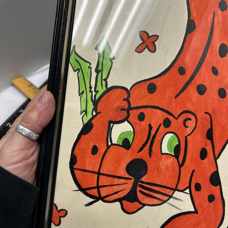 Hand Painted Kitschy Cute Leopard Cheetah Art Work Retro Groovy Vintage MCM gallery