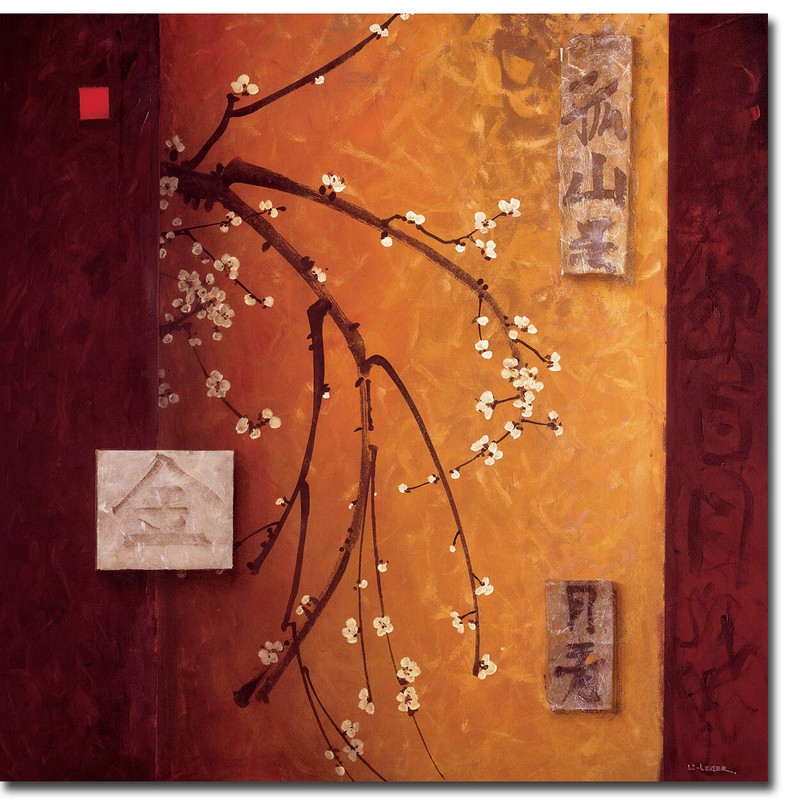 Oriental Blossoms II by Don Li-Leger Gallery-Wrap Canvas Giclee (18 in x 18 in)