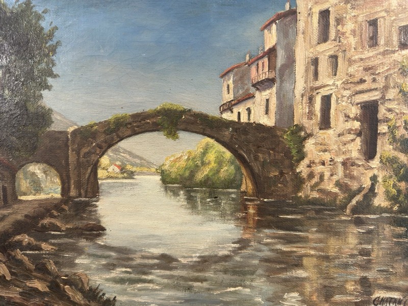 Signed Oil On Canvas, Impressionist Style: Old Bridge Of Le Vigan Gard gallery