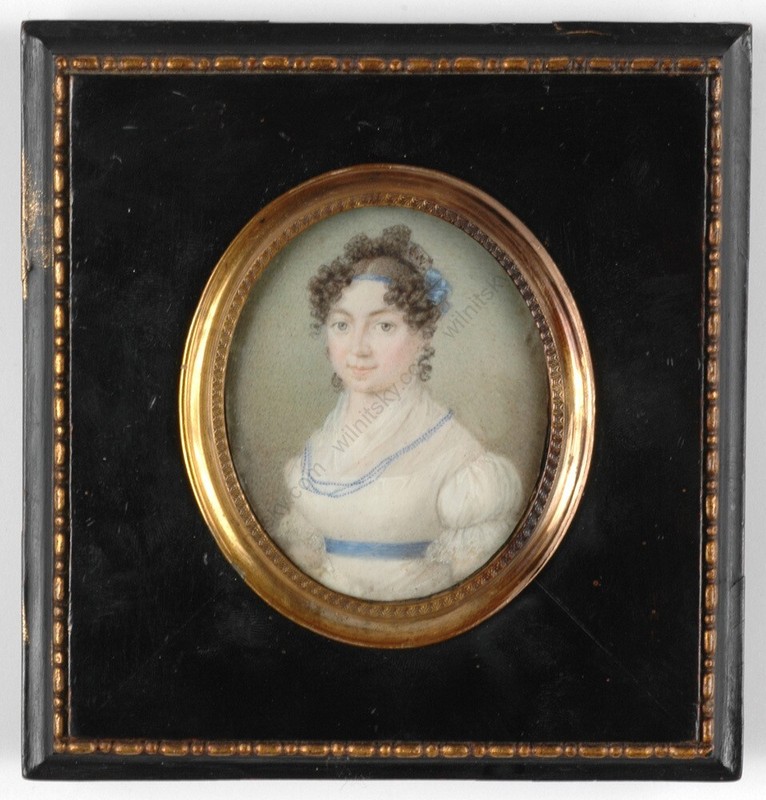 «Portrait of a lady in empire dress», Austrian miniature, ca.1820 (m)