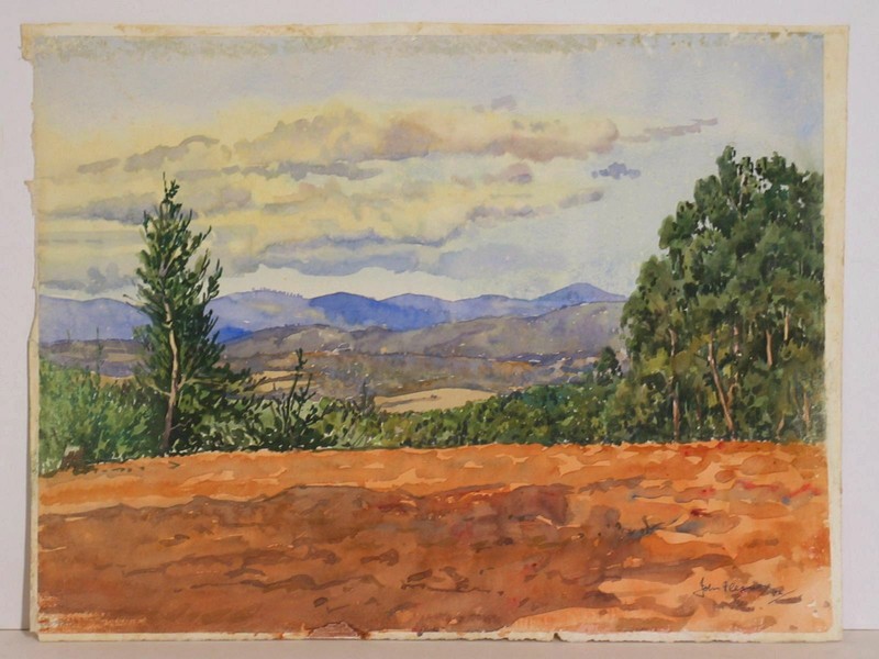 John Flexmore Original Watercolour, “’Ploughed Paddock, Avonsleigh” Unframed