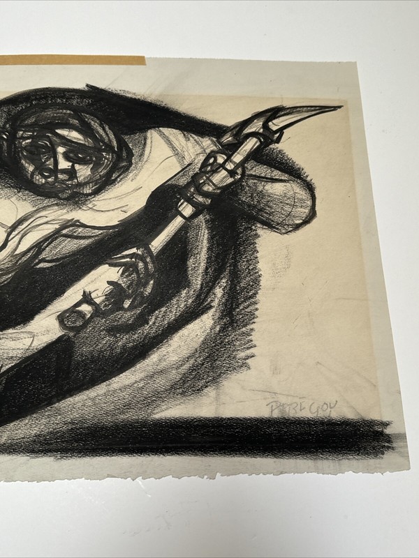 WALTER PEREGOY PAINTING DRAWING WORKER MAN INDUSTRIAL PICKAXE MID CENTURY CUBISM gallery