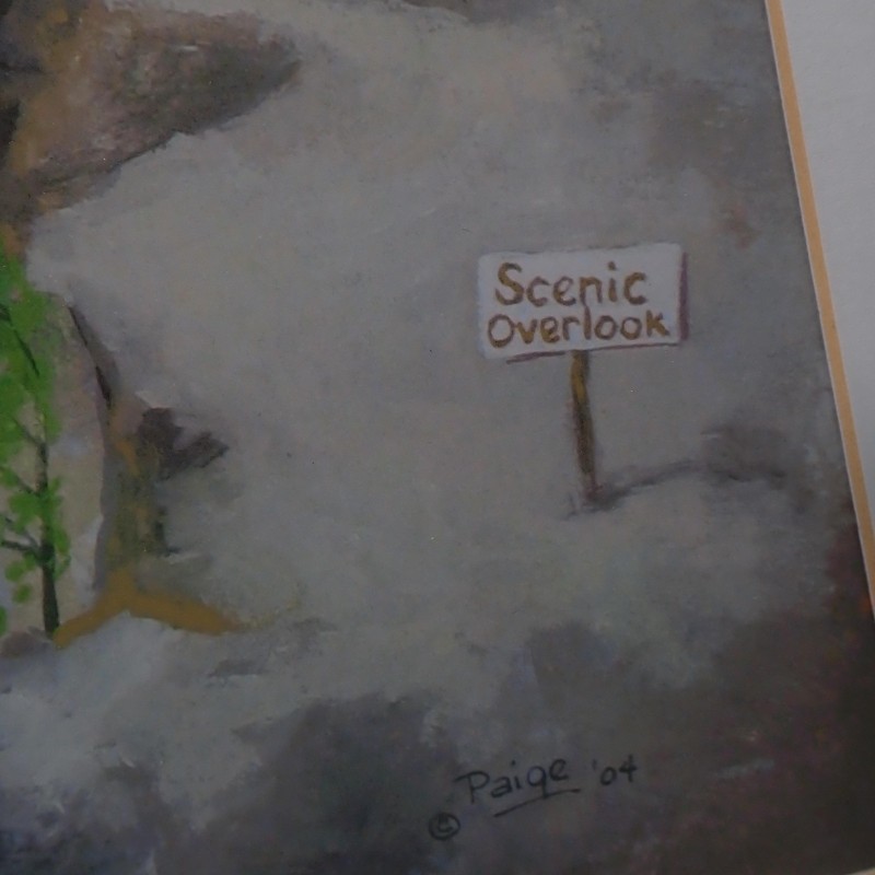 Paige Bridges Scenic Overlook Trailer Car Acrylic Painting Signed Framed Art gallery