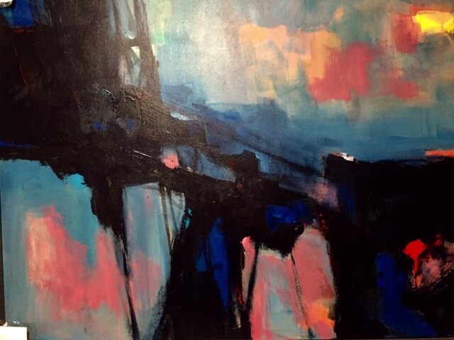 Michael Schofield-Colorful Original Oil Abstract on Canvas-Signed-Framed-C.O.A. gallery