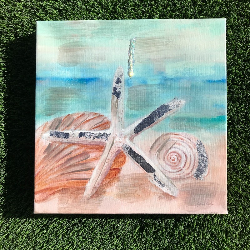 Starfish Seashell Painting Cynthia Coulter Canvas Print Wall Art
