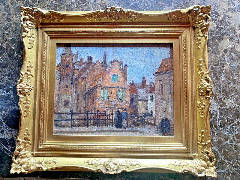 Belgian Street Scene Oil Painting by Irene Weir