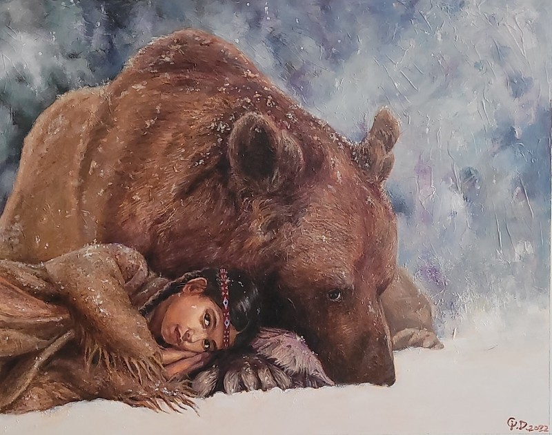 When Snow Falls, Original Oil Painting, Contemporary, Animal, Size 19″x15″, 2022