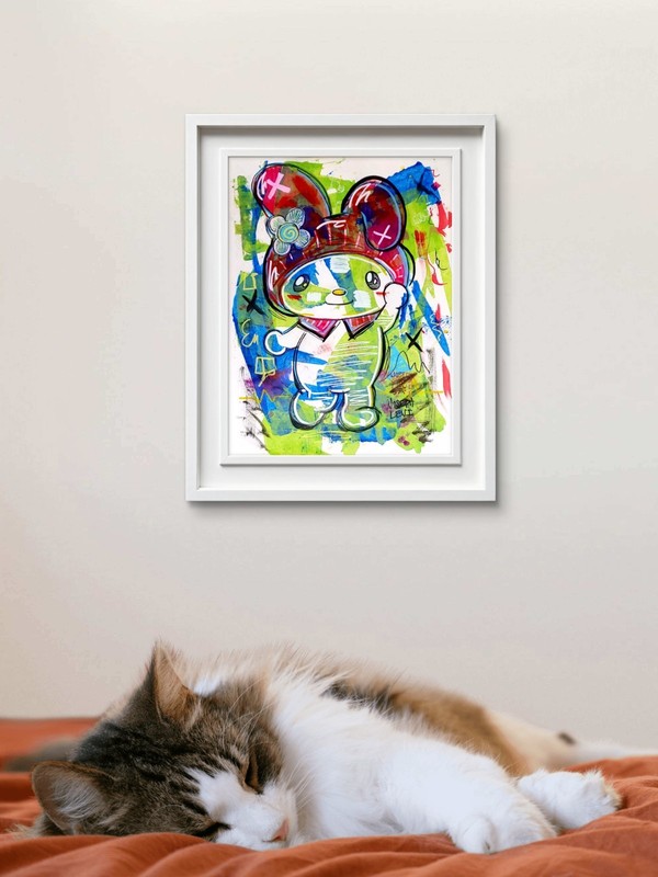 Original Modern Art 9x12 Expressionist Sanrio My Melody Acrylic Painting Paper gallery
