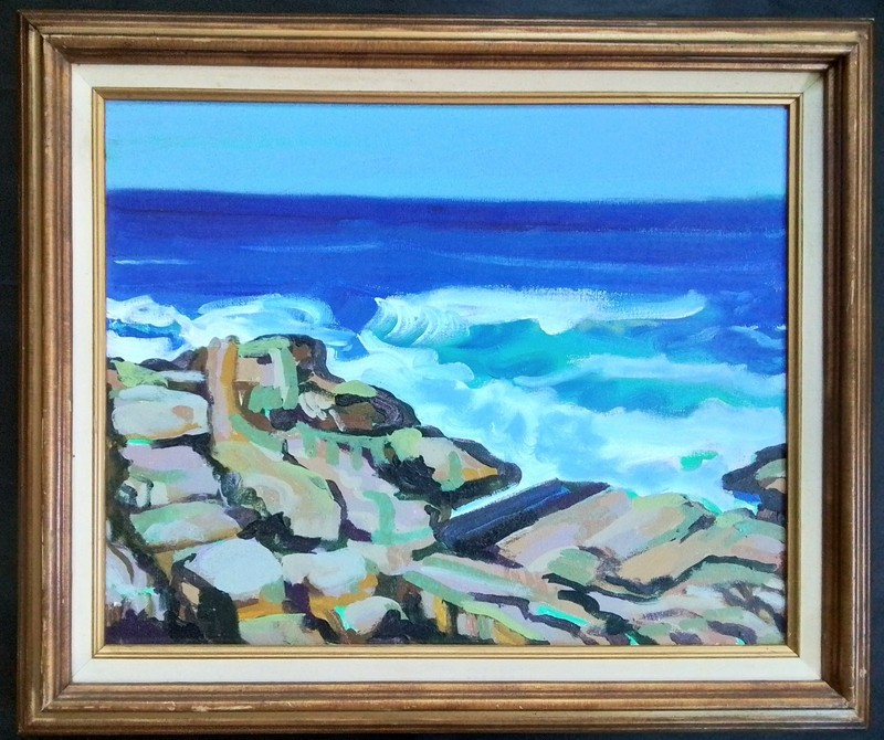 SEASCAPE PAINTING BY NORMAN WEST~MAINE ARTIST~LOOK !