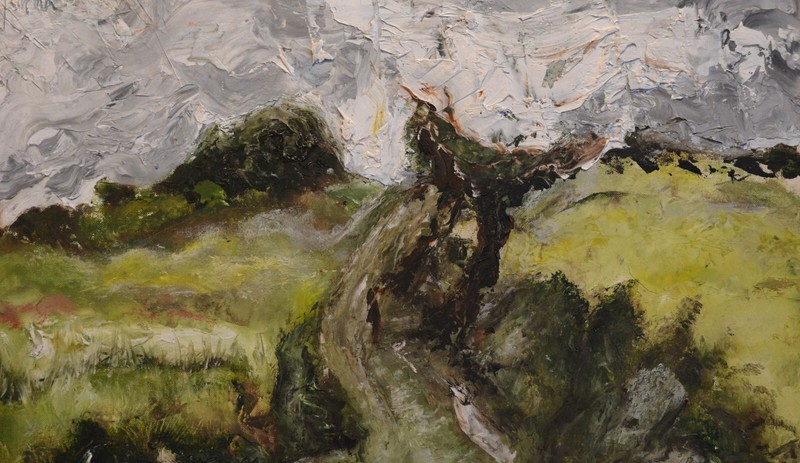 Kampala Uganda - Vintage Landscape Painting of Rolling Green Countryside - 1967 gallery