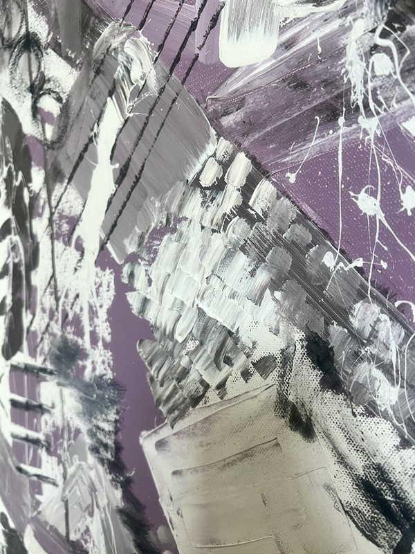 Original Abstract Painting - 2020- 40”x30” - Framed Canvas - Modern Art - Purple gallery