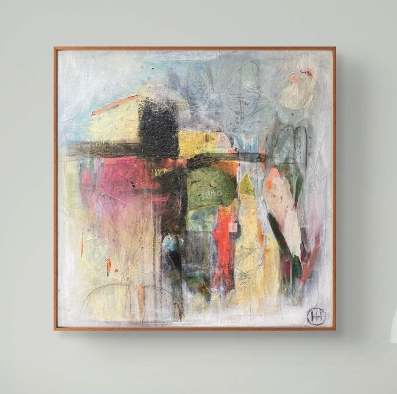 Original Abstract 20×20 Acrylic Canvas Painting Ready to Hang, Holly Hammond