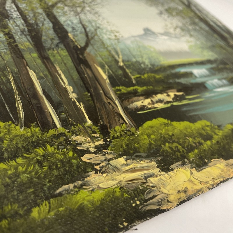 G. Herbert Original 8x10 Oil Painting On Wood Landscape Mountains Tree Waterfall gallery