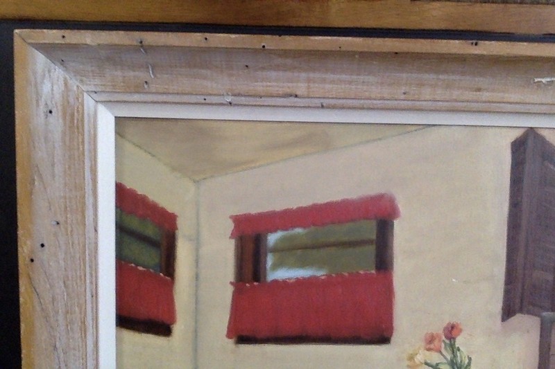 Oil Painting on Canvas American Domestic Genre Homef "Cozy Corner" Framed gallery