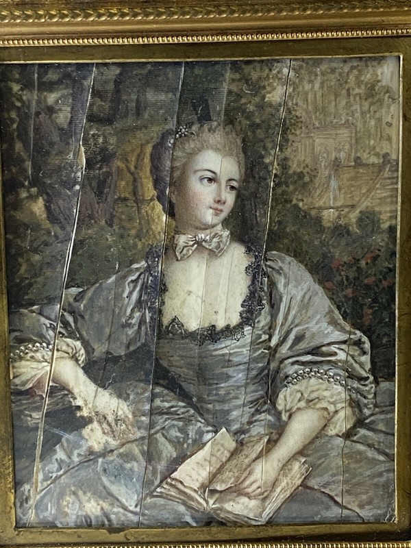Portrait Of A Lady Early 18th Century Framed Painting 4 1/4” X 4 1/2” Signed gallery