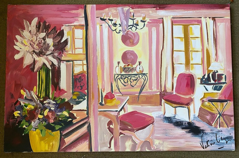 Valerie Limozin Large Interior Decor Pink Room Painting 26” By 39”