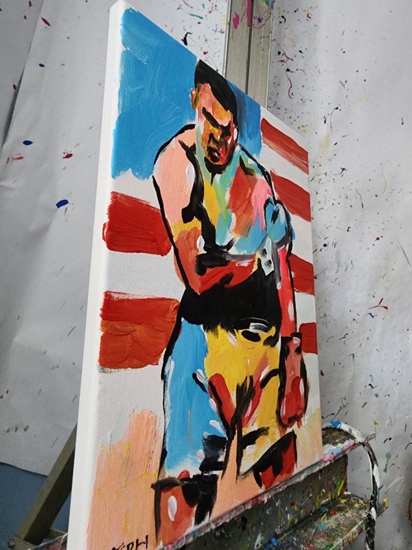 Aleph Original Muhammad Ali Canvas Neo Expressionist Fine Art Decor 11x14 gallery