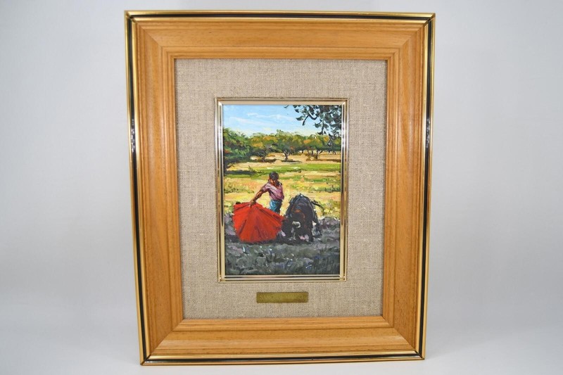 Francisco Sanchez Manso Mini Oil Painting Maletilla Young Torero Bullfight Spain