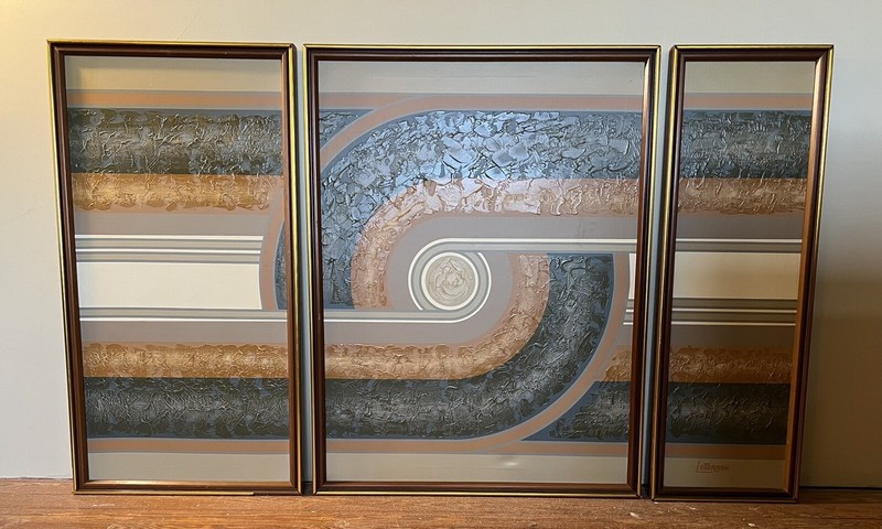 Vintage LETTERMAN Triptych (frame damage to 1 Piece)