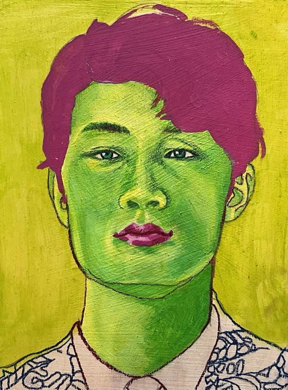 Handmade Painting Acrylic Painting Portrait On Wood Cradled Birch