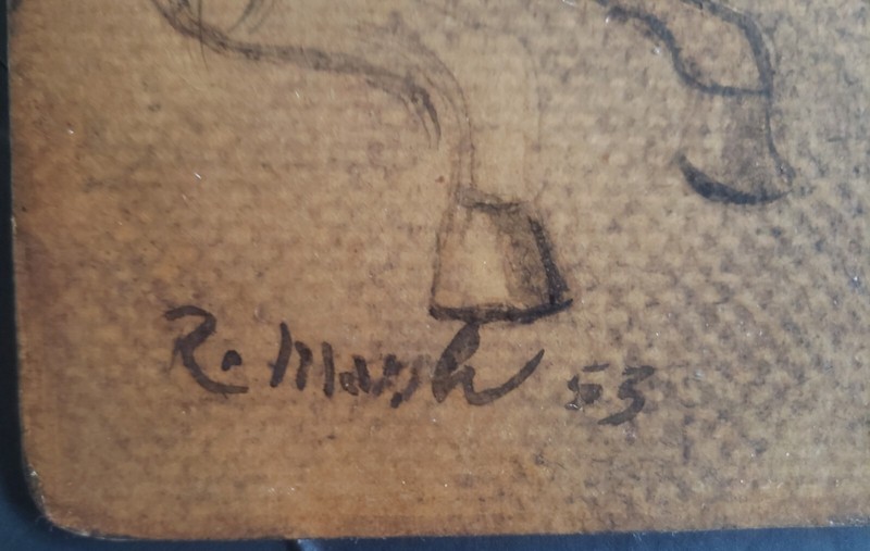 REGINALD MARSH (1898-1954) ORIGINAL OIL PAINTING GIRL CAROUSEL HORSE SIGNED 1953 gallery