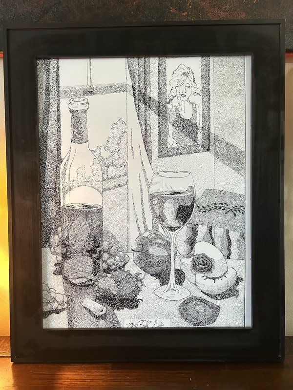 Pointillism Art Framed